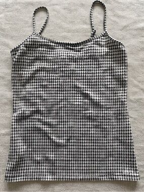 LOFT Black & White Houndstooth Spaghetti Strap Cami